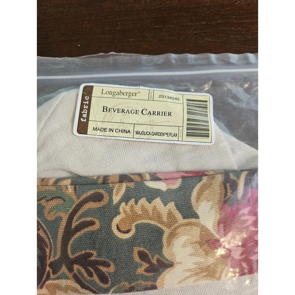 Longaberger Majolica Garden Fabric Wine Spirits Gift Bag Holder Set of 2
